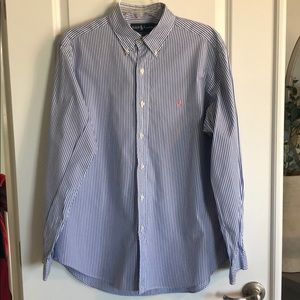 Blue and white vertical striped Ralph Lauren Shirt